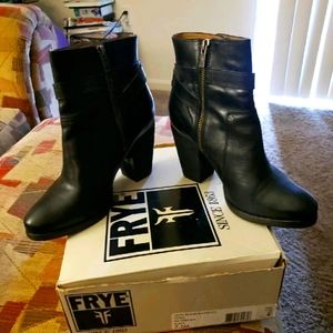Black frye leather booties. Good used condition